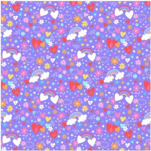 Flanell, Hearts & Rainbows - Violet