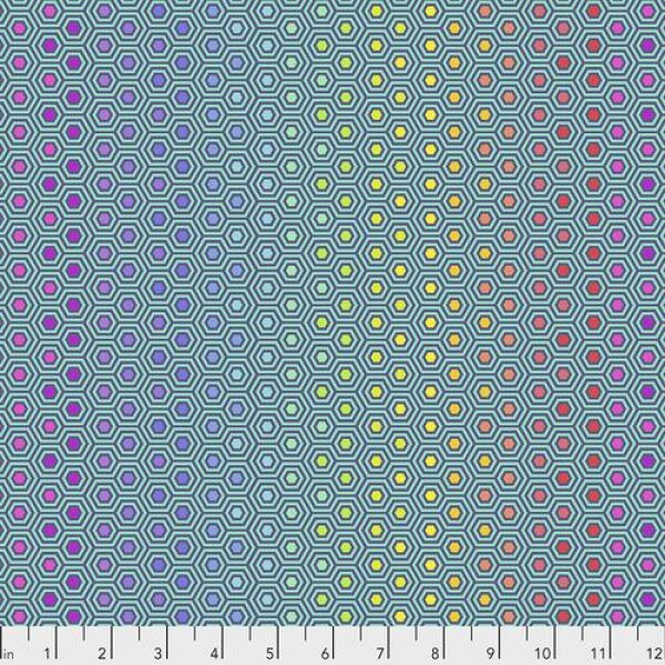 Tula Pink Hexy Rainbow Peacock
