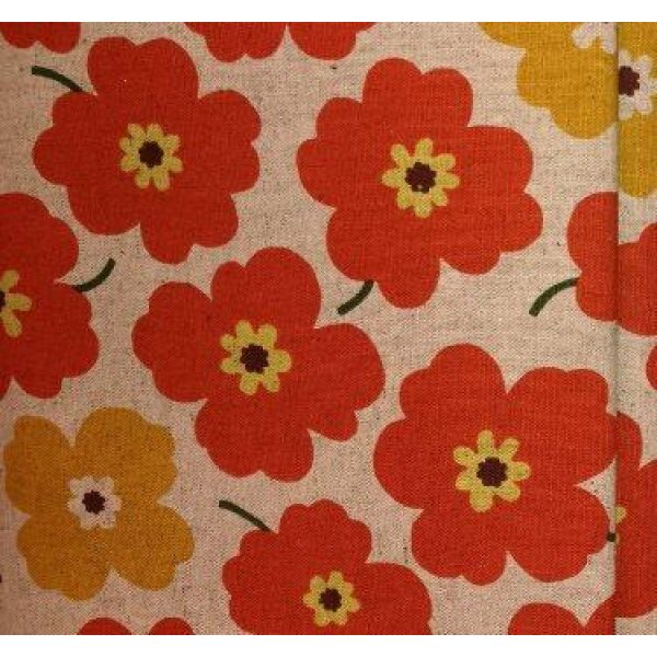 Retro orange gul lin-bomull