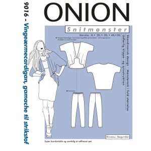 Onion 9016 Vingeærmecardigan og gamacher til strikstof, store størrelser