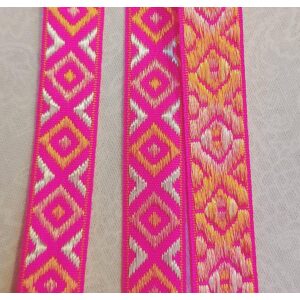 Jacquard bånd Pink/orange 13mm