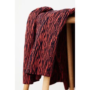 Indigo Night/Lipstick, Organic Bark Jacquard