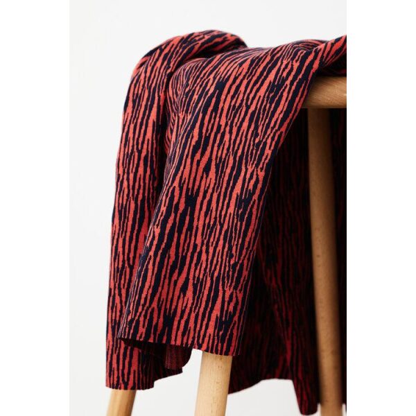 Indigo Night/Lipstick, Organic Bark Jacquard