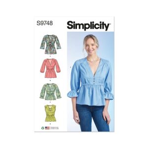 Dame bluse med ermevariasjon. str 32-40