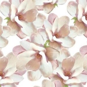 Viskose, Blomster lyse på hvit bunn, soft pink