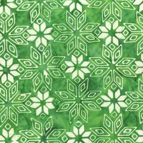Batikk Åttebladroser på grønn bunn