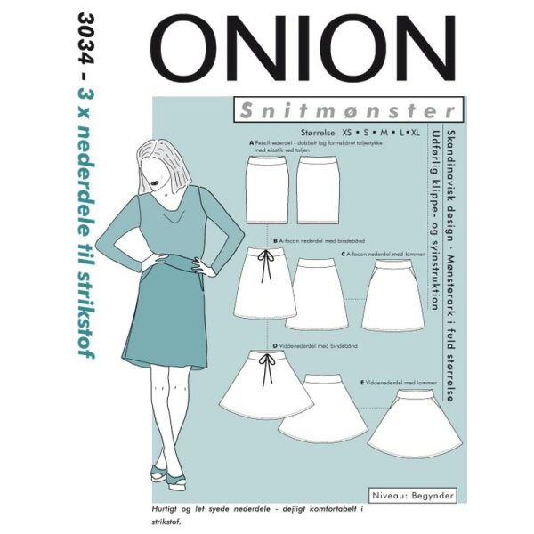 Onion 3034 3 x Nederdel(skjørt) til elastisk stoff