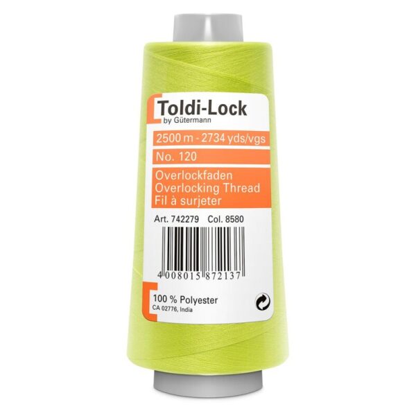 Toldi-Lock neon gul/grønn overlock tråd 2500m