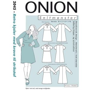 Onion 2045 Retro kjole med krave til strikkestoff