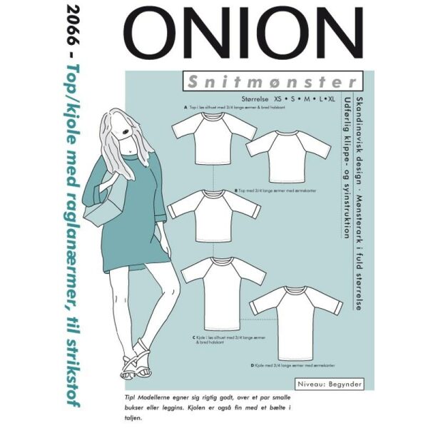 Onion 2066 Top/kjole med raglanærme til strikstof