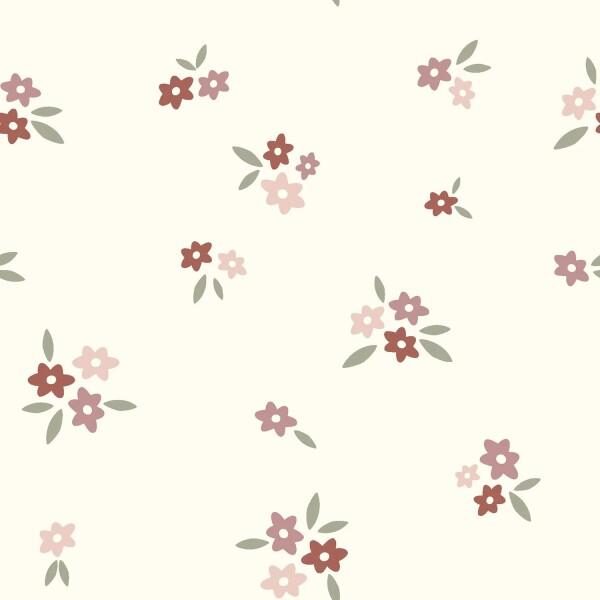 Frotté med blomster, lys bunn