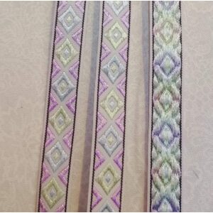 Jacquard bånd lilla/lime 13mm