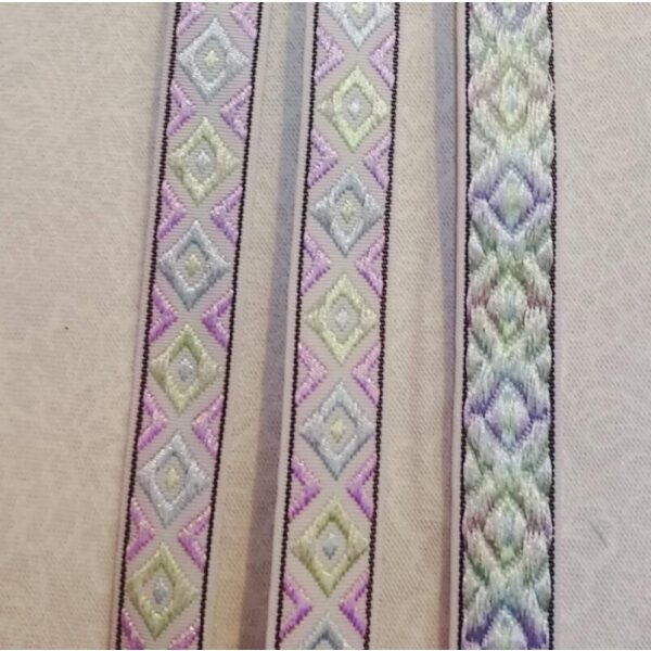 Jacquard bånd lilla/lime 13mm